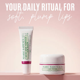 Mario Badescu natural ingredients display acai berries and coconut emphasizing botanical care
