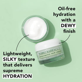 Mario Badescu open jar showing pale gel-cream ready to smooth skin for a dewy finish