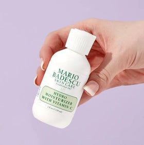 Mario Badescu label showing ingredient list and Vitamin C benefit for brighter skin