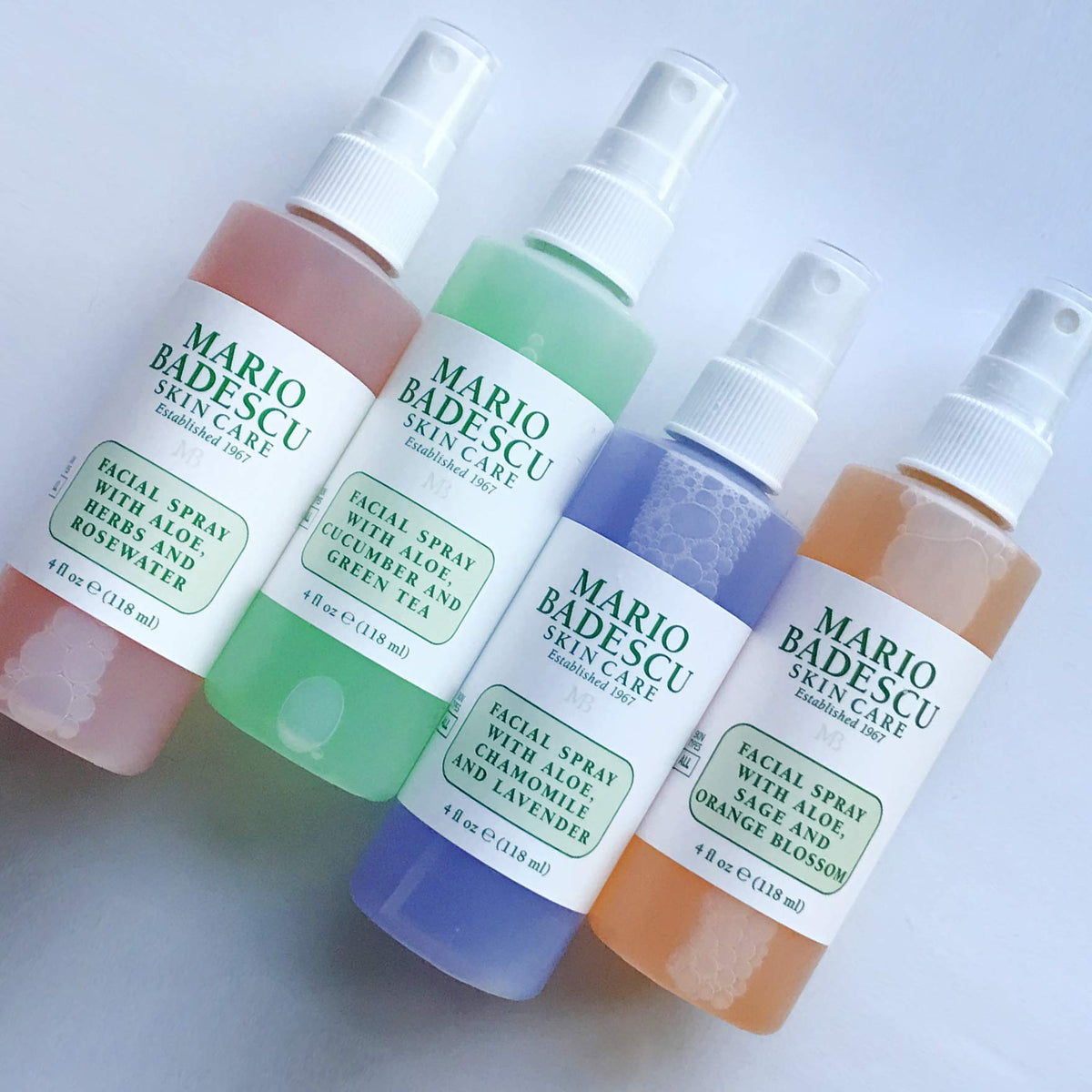 Mario Badescu lavender bottle detail emphasizing calming and soothing benefits