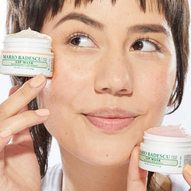 Mario Badescu model applying mask before sleep illustrates overnight hydration