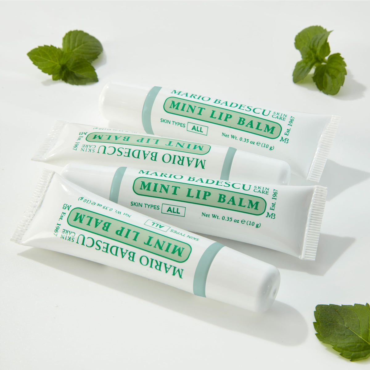 Mario Badescu Mint texture close-up highlighting cooling feel and hydrating finish benefit