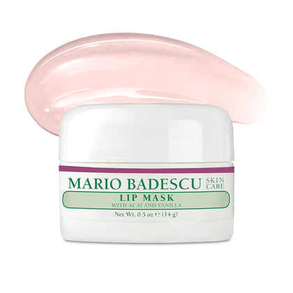 Mario Badescu front jar view showing compact overnight lip mask benefits