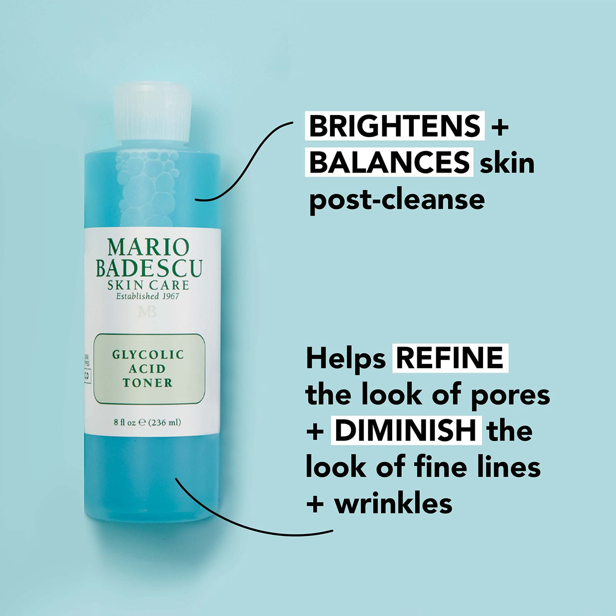 Mario Badescu pouring onto cotton pad demonstrating gentle exfoliation benefit