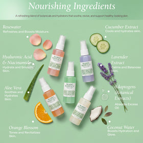 Mario Badescu rosewater bottle label detail offering gentle balancing benefits