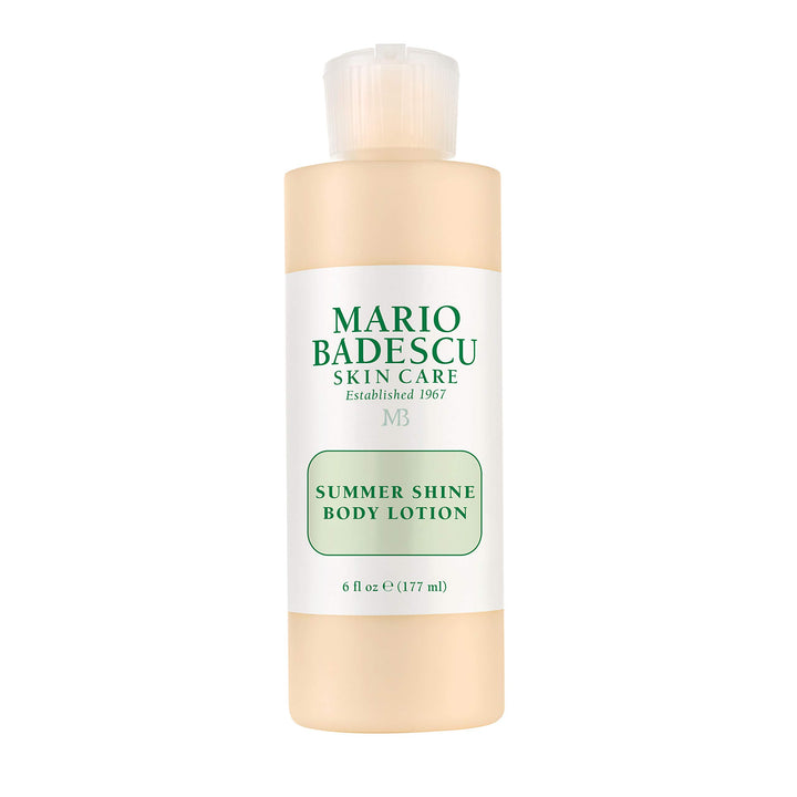 Mario Badescu bottle front view showing elegant packaging and glow