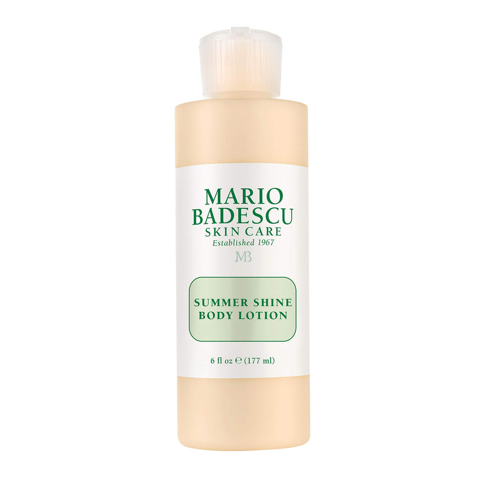 Mario Badescu bottle front view showing elegant packaging and glow