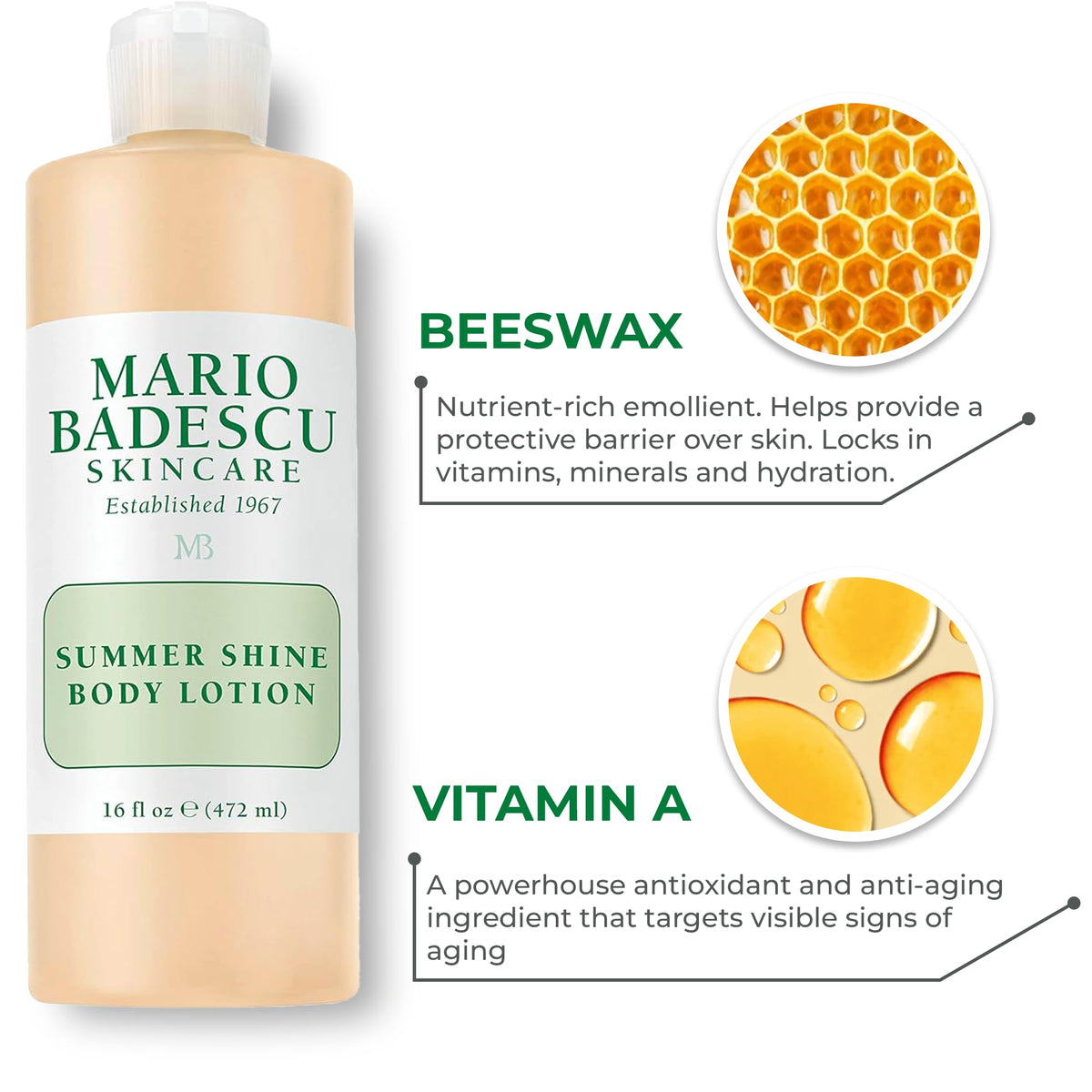 Mario Badescu lotion texture close-up revealing lightweight shimmer