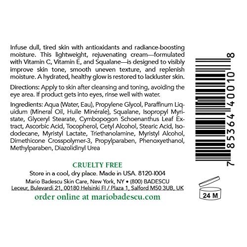Mario Badescu close-up of moisturizer texture revealing lightweight creamy-gel for quick absorption