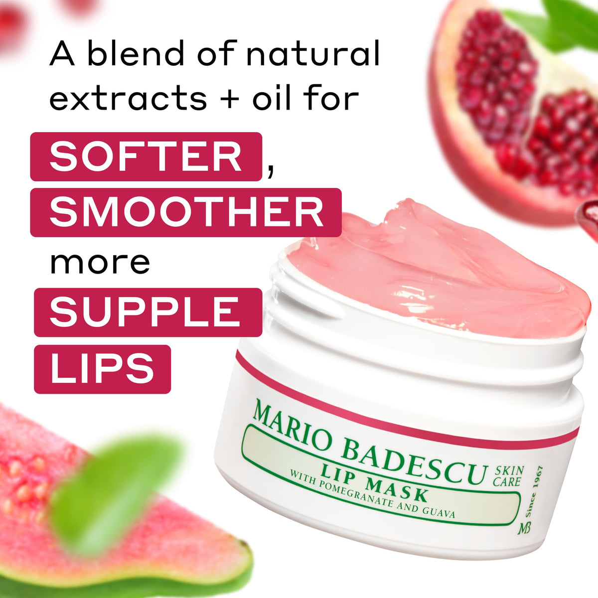 Mario Badescu close-up of creamy pomegranate guava texture for intense hydration
