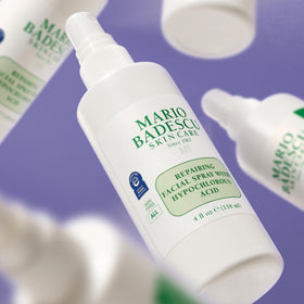Mario Badescu bottle tucked in gym bag for on-the-go calming relief