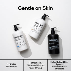 MARLOWE. willow bark and green tea extracts shown for soothing benefits