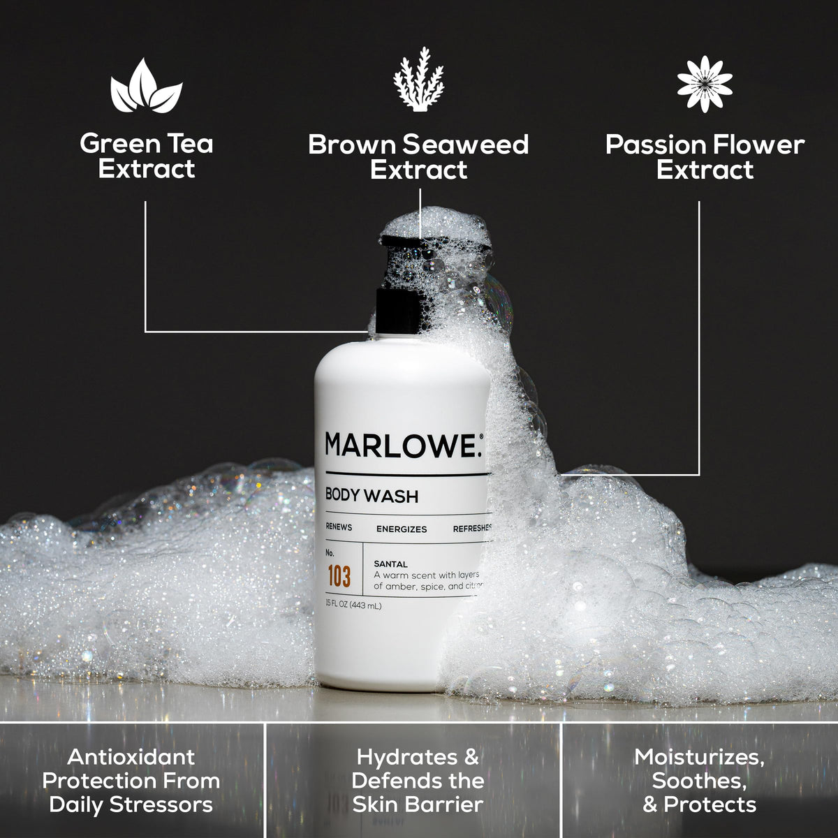 MARLOWE. pump action dispensing gel highlighting convenient one-handed use