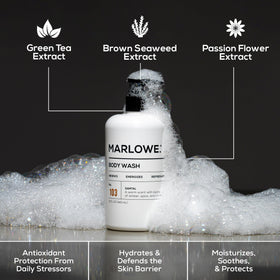 MARLOWE. pump action dispensing gel highlighting convenient one-handed use