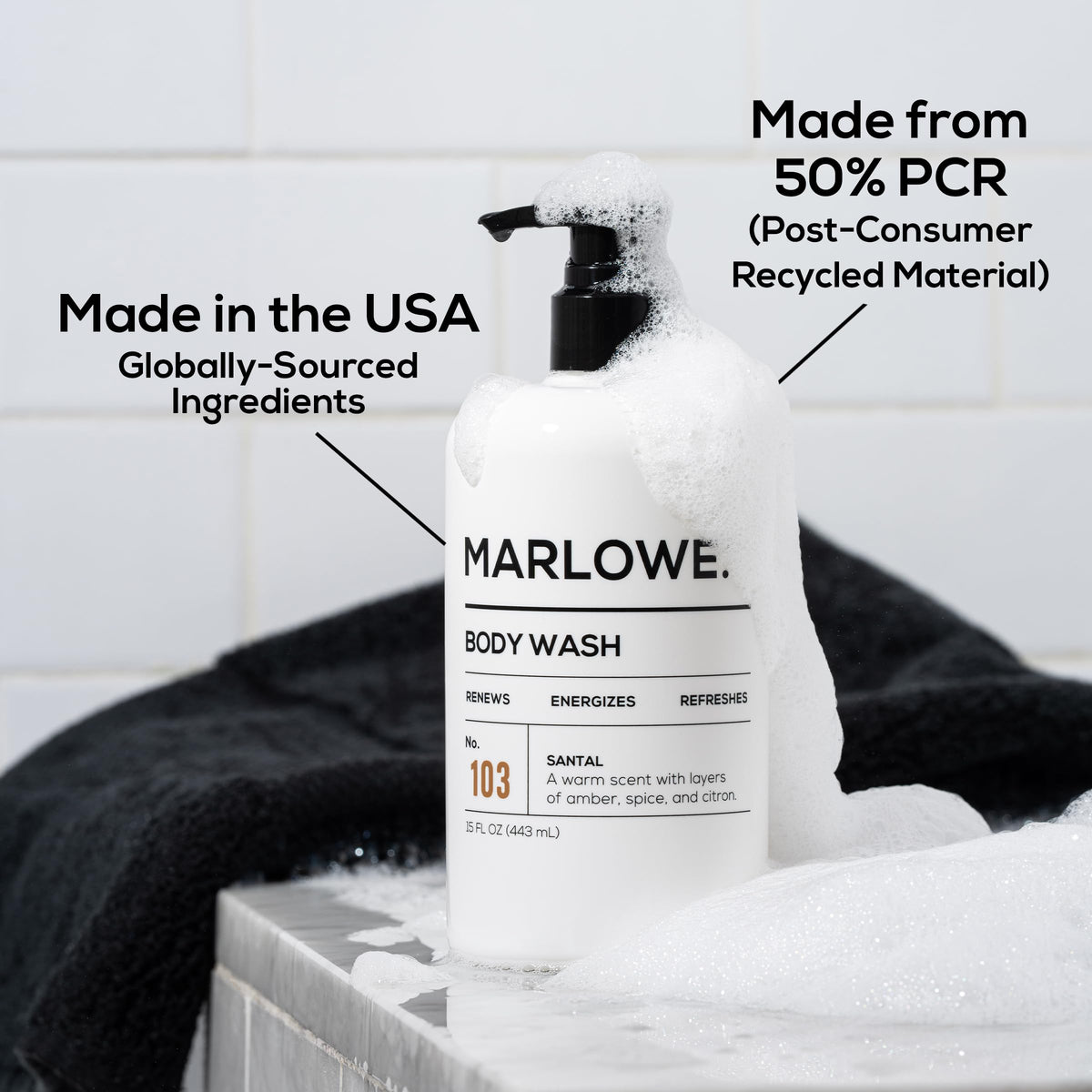 MARLOWE. paired with body lotion to show hydrates and nourishes skin