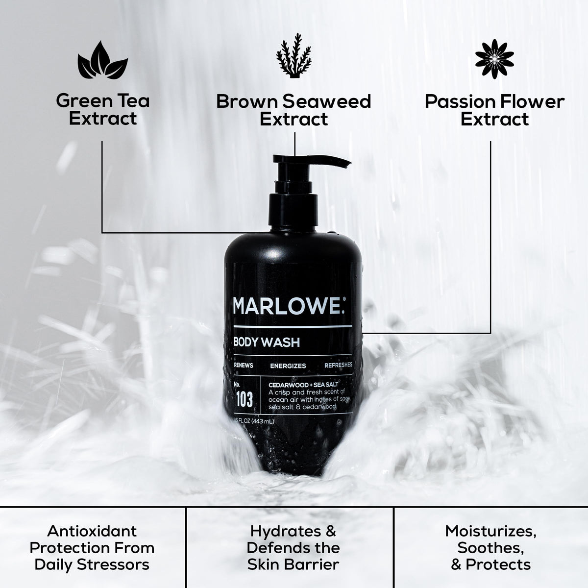 MARLOWE. label close-up highlighting clean formula and ingredient callouts