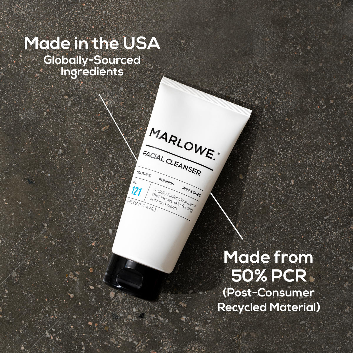 MARLOWE. cleanser alongside morning essentials showing routine-ready, great-scented product