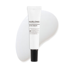 MARLOWE. front tube view showing compact 0.5 oz eye cream for travel convenience