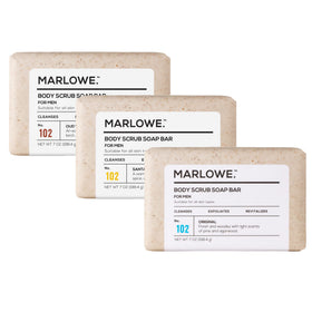 MARLOWE. trio front packaging showing three scent bars and clear branding benefits variety