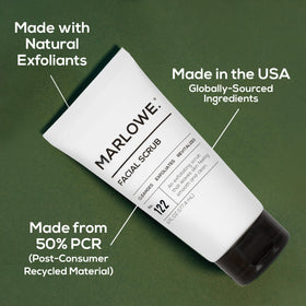 MARLOWE. label close-up displaying ingredient list and clean, vegan formulation benefits
