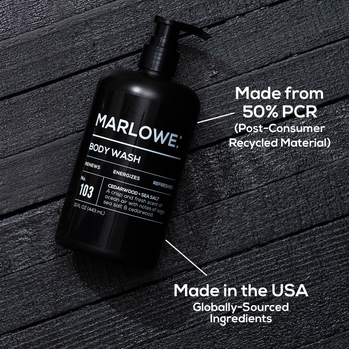 MARLOWE. bottle on bathroom vanity showing stylish lifestyle placement