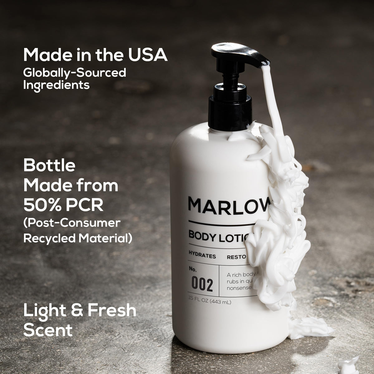 MARLOWE. bottle staged with body wash suggesting layered grooming routine