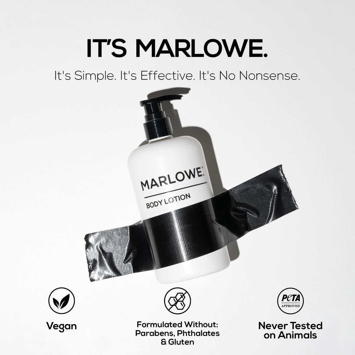 MARLOWE. product label close-up highlighting ingredients and clean formula