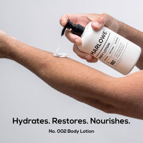 MARLOWE. lotion pouring close-up showing smooth texture for quick absorption