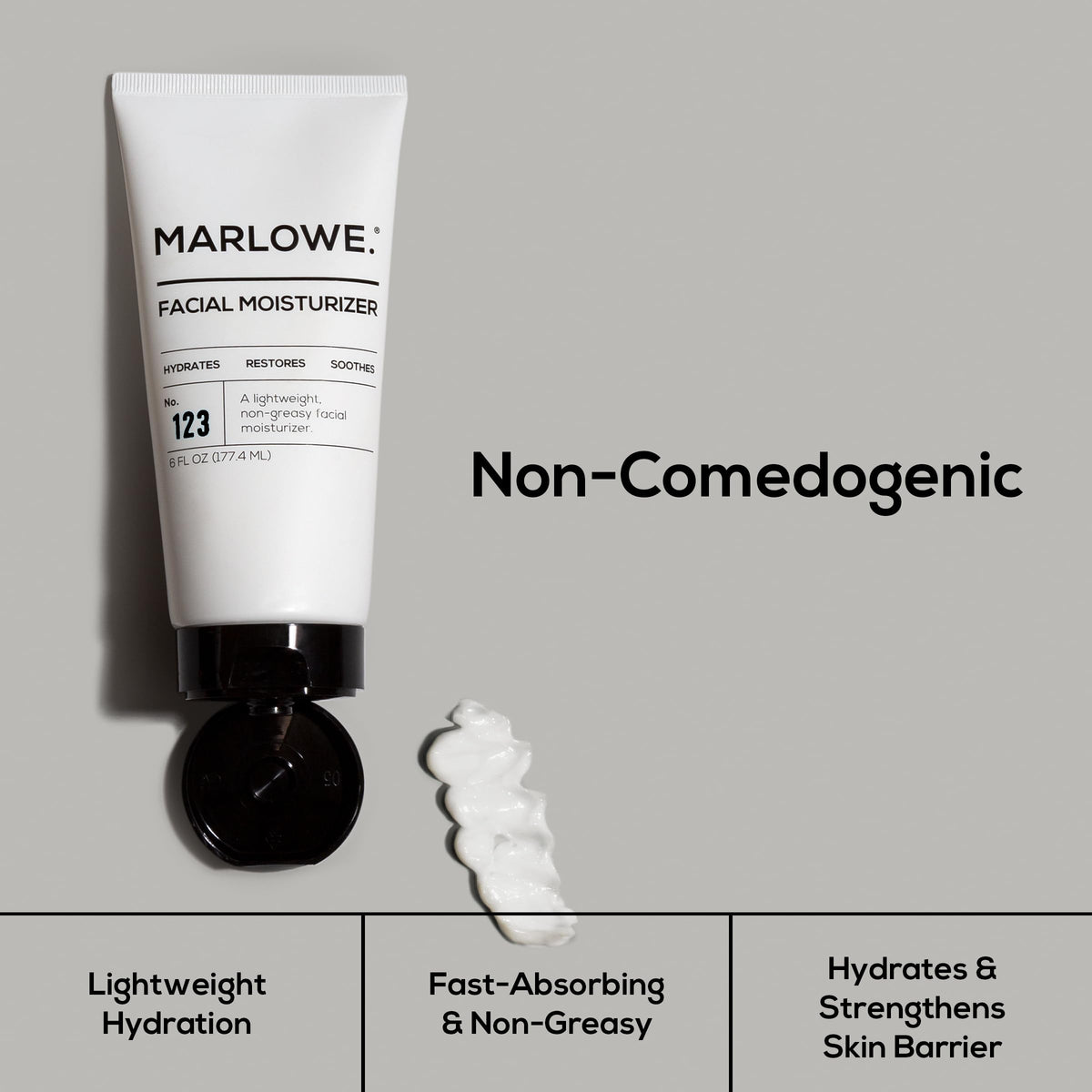 MARLOWE. ingredients label showcasing aloe and green tea benefits