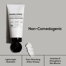MARLOWE. ingredients label showcasing aloe and green tea benefits