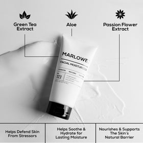 MARLOWE. lotion texture close-up showing lightweight absorption