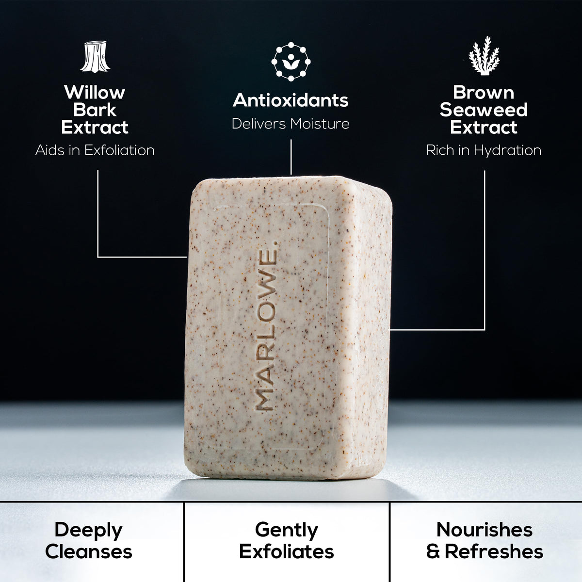 MARLOWE label detail showing ingredient list and clean-formulation transparency benefit