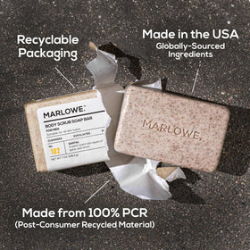 MARLOWE. still life with sandalwood and citron evoking warm scent benefit