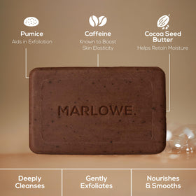 MARLOWE. wrapper with recycled badge showing eco-friendly packaging benefit