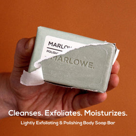 MARLOWE. bar close-up texture highlighting gentle exfoliation benefit