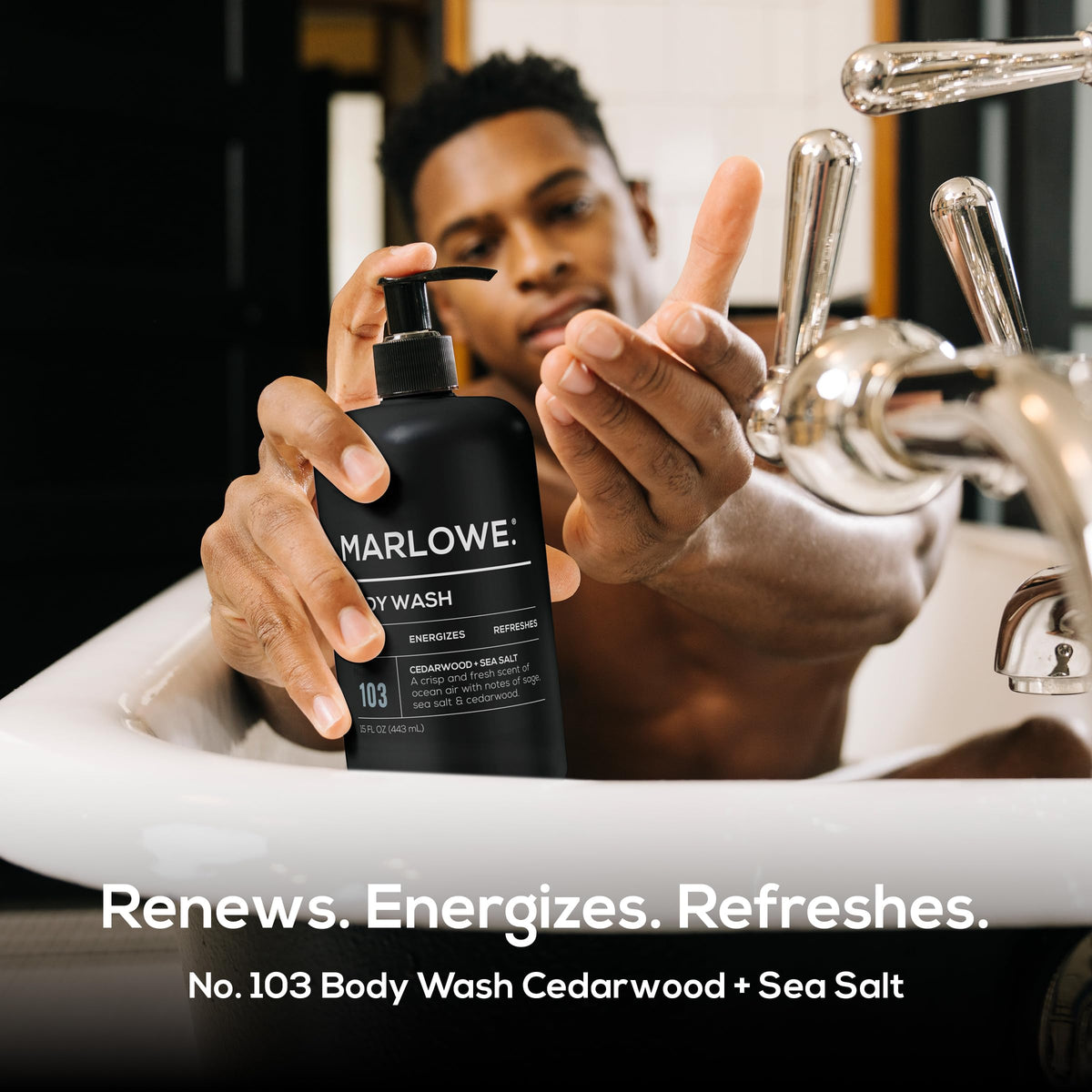 MARLOWE. pump dispensing foamy gel for quick, effective cleansing