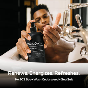 MARLOWE. pump dispensing foamy gel for quick, effective cleansing