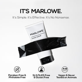 MARLOWE. small amount of scrub in hand demonstrating creamy texture and easy spreadability