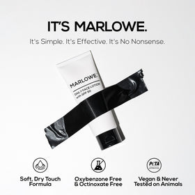 MARLOWE 3.4 oz tube held in hand to show compact travel-friendly size