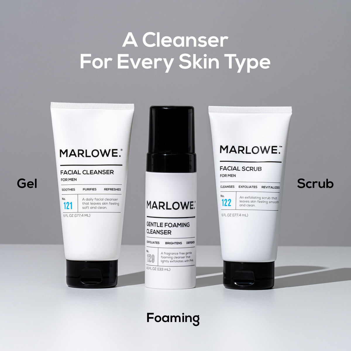 MARLOWE. 6 oz tube next to common objects showing scale and travel-friendly size