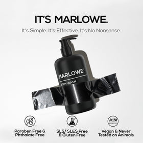 MARLOWE. rich lather on hand demonstrating moisturizing texture
