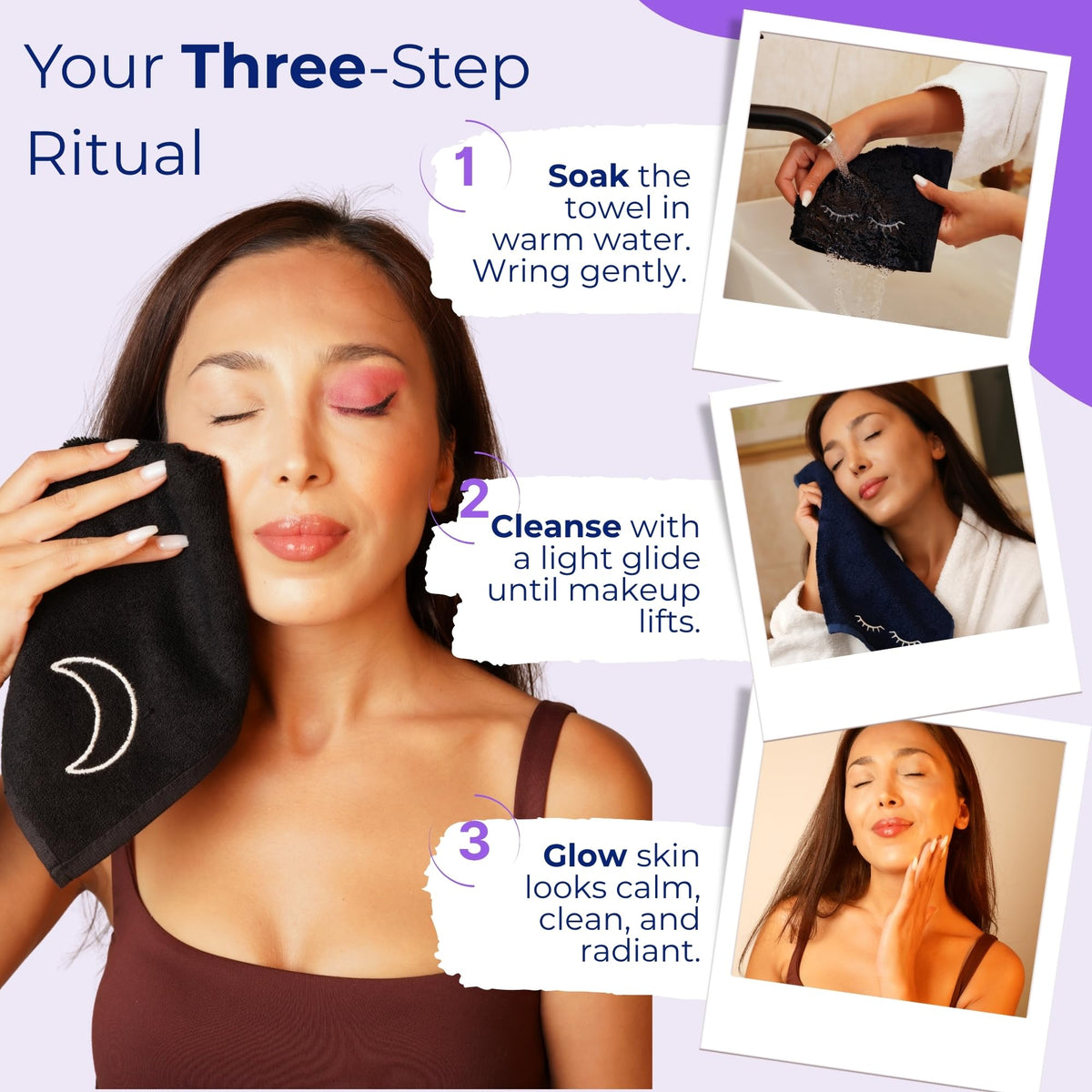Marmaris Co. towel in hand removing makeup, showing gentle lift and control