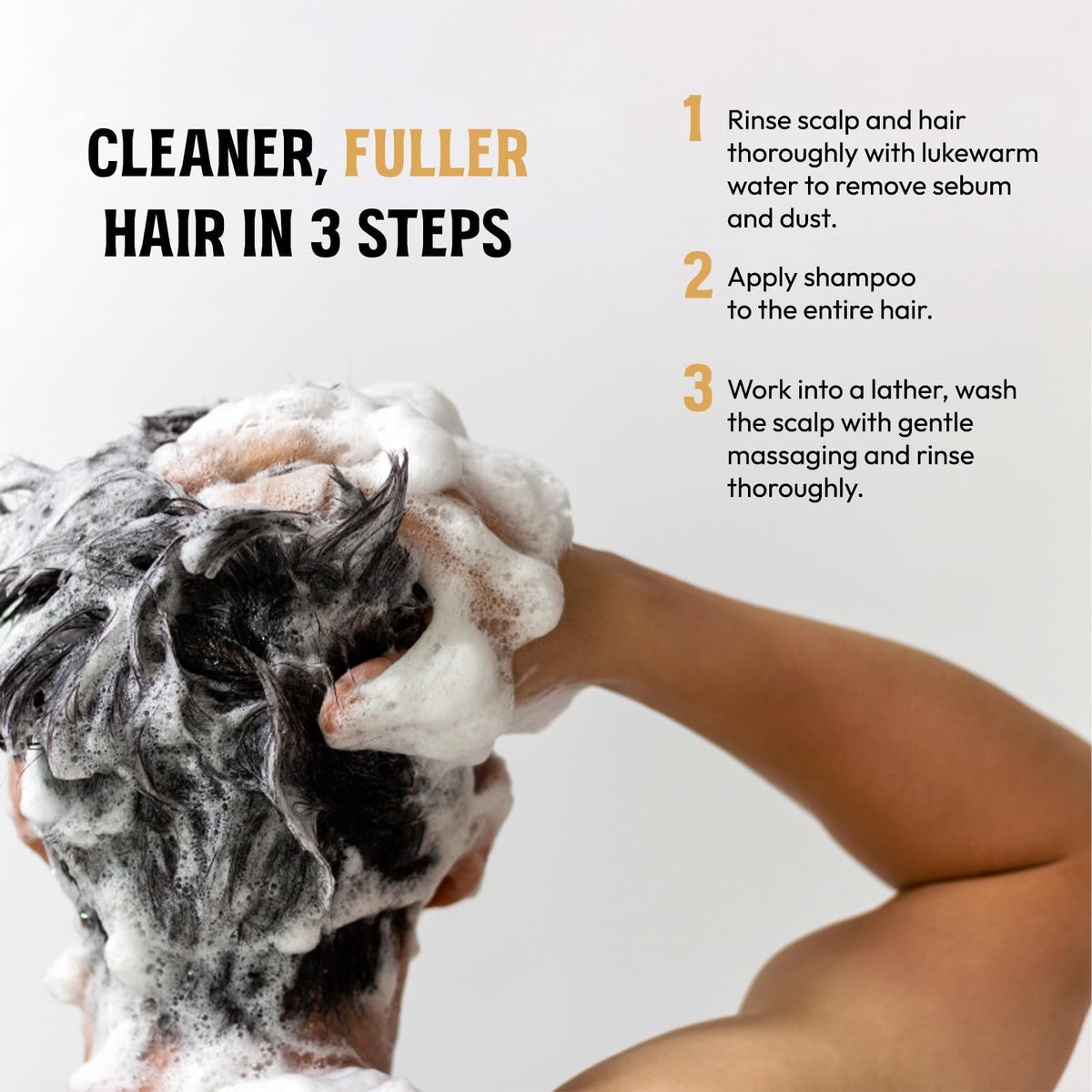 MARO17 shampoo in use washing scalp to remove excess sebum