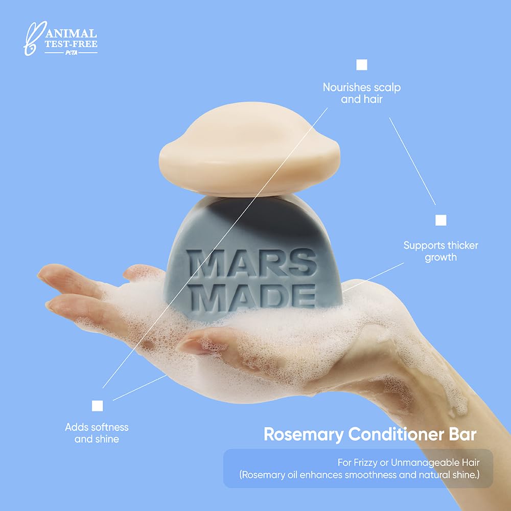 MARS MADE conditioner bar held in hand showing compact 3.5 oz size