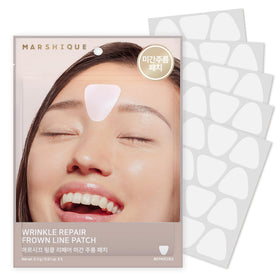 Marshique front packaging showing 60 anti-wrinkle patches and benefits