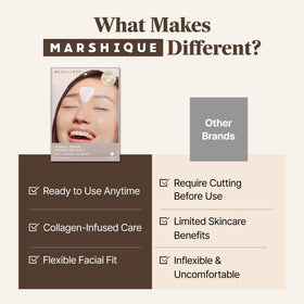 Marshique patch applied between eyebrows demonstrating wrinkle support