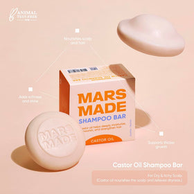 Mars Made shampoo bar held in hand for size comparison, easy travel and plastic-free benefit