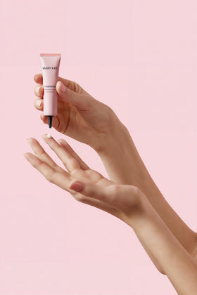 Mary Kay eye cream beside compact mirror showing travel-friendly convenience