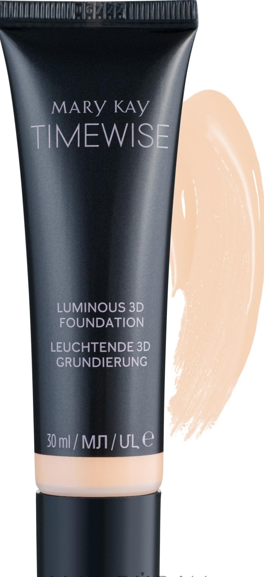 Mary Kay TimeWise foundation front packaging showing sleek bottle and label benefits