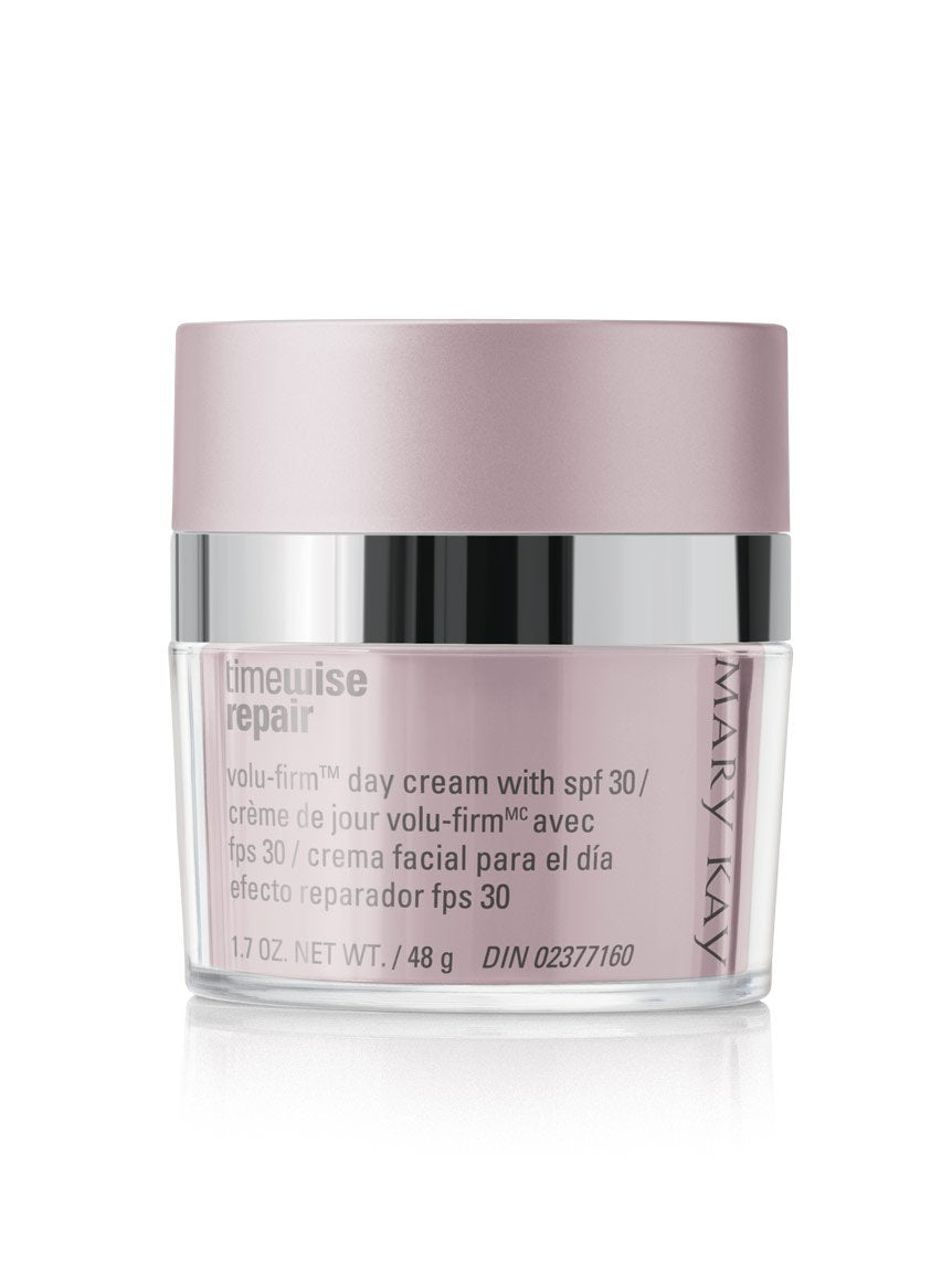 Mary Kay front packaging of Volu-Firm day cream showing SPF 30 and firming benefits